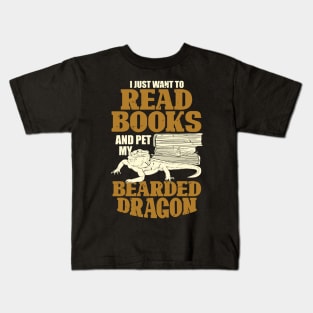 Bearded Dragon Reading Lover Gift Kids T-Shirt